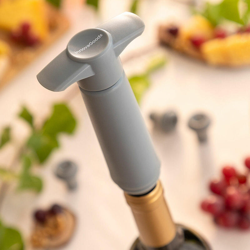 Bomba de Vacío y Tapones para Vino Winuum InnovaGoods (4 tapones)